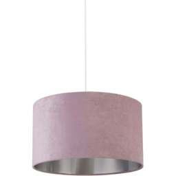 Lighting Collection Lilac Silver Inner Velvet Drum Shade 50cm - Size: 28 x 50 x 50cm - Purple - Wilko - thumbnail 1