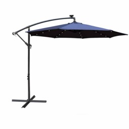 Airwave Hanging Navy Parasol with Solar Powered LED Spotlights 3m - Blue - Wilko
