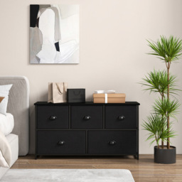 Costway 5 Drawer Black Fabric Chest of Drawers - Wilko - thumbnail 5