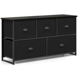 Costway 5 Drawer Black Fabric Chest of Drawers - Wilko - thumbnail 3