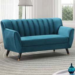 Morgan 2 Seater Teal Plush Velvet Sofa - Blue - Artemis Home - Wilko