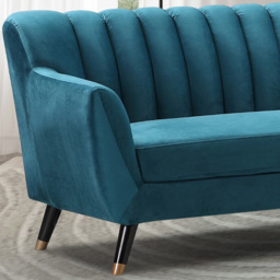 Morgan 2 Seater Teal Plush Velvet Sofa - Blue - Artemis Home - Wilko - thumbnail 3