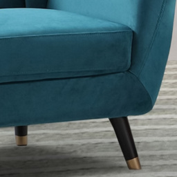 Morgan 2 Seater Teal Plush Velvet Sofa - Blue - Artemis Home - Wilko - thumbnail 4