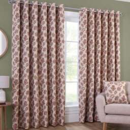 Regency Floral Jacquard Curtain Pink 168cm 229cm - Divante Finest - Wilko