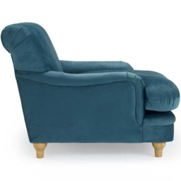 Plumpton Peacock Blue Velvet Chair - Size: Single - LPD Home - Wilko - thumbnail 3