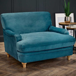 Plumpton Peacock Blue Velvet Chair - Size: Single - LPD Home - Wilko