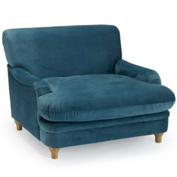 Plumpton Peacock Blue Velvet Chair - Size: Single - LPD Home - Wilko - thumbnail 4