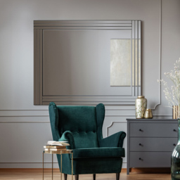 Oakley Triple Edge Bevelled All Glass Large Wall Mirror 144 x 116cm - Black - MirrorOutlet - Wilko - thumbnail 3