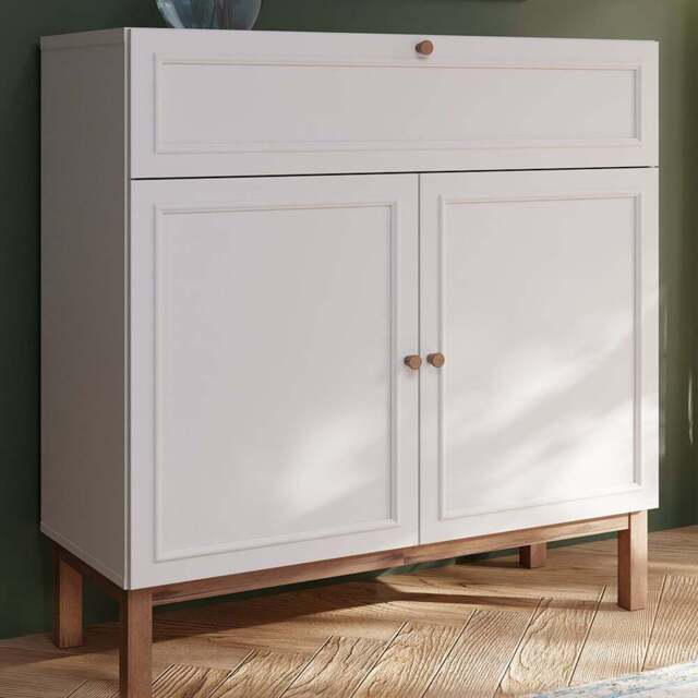 Florence Wensley 2 Door Single Drawer Light Grey and Oak Sideboard - Size: 101.4 x 99.9 x 41.7cm - Multi - Furniture To Go - Wilko - image 1