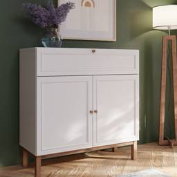 Florence Wensley 2 Door Single Drawer Light Grey and Oak Sideboard - Size: 101.4 x 99.9 x 41.7cm - Multi - Furniture To Go - Wilko - thumbnail 7