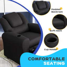 Tommy Toys Black Kids Recliner with Adjustable Backrest and Footrest - Wilko - thumbnail 6