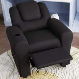 Tommy Toys Black Kids Recliner with Adjustable Backrest and Footrest - Wilko