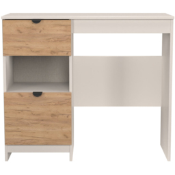 Crowndale Bora 2 Drawer Single Shelf Gold Oak and Kashmir Vanity - Size: 39 x 95 x 80cm - Cream - Wilko - thumbnail 3
