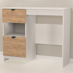 Crowndale Bora 2 Drawer Single Shelf Gold Oak and Kashmir Vanity - Size: 39 x 95 x 80cm - Cream - Wilko