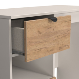 Crowndale Bora 2 Drawer Single Shelf Gold Oak and Kashmir Vanity - Size: 39 x 95 x 80cm - Cream - Wilko - thumbnail 6