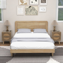 Costway Natural 2 Drawer Bohemian Style Rattan Bedside Table Set of 2 - Cream - Wilko - thumbnail 4