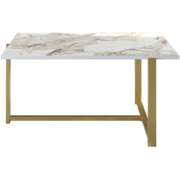 Decorotika Merideths White Marble Effect and Gold Metal Coffee Table - Size: 45 x 92 x 64cm - Multi - Wilko - thumbnail 3