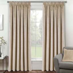 Enhanced Living Oxford Cream Thermal Blackout Pencil Pleat Velvet Curtains 229 x 229cm - Wilko