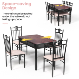 Costway 4 Seater Kitchen Dining Set with Sponge Cushion Purple - Wilko - thumbnail 7