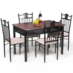 Costway 4 Seater Kitchen Dining Set with Sponge Cushion Purple - Wilko - thumbnail 3