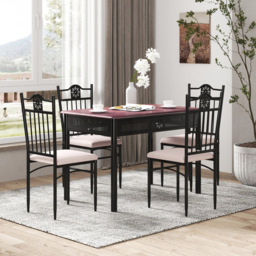 Costway 4 Seater Kitchen Dining Set with Sponge Cushion Purple - Wilko - thumbnail 4