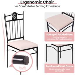 Costway 4 Seater Kitchen Dining Set with Sponge Cushion Purple - Wilko - thumbnail 5