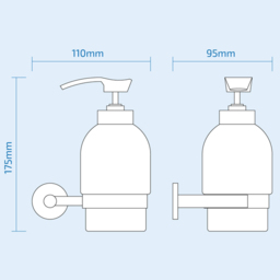 Nes Home Chrome Wall Mounted Soap Dispenser - Size: 17.5 x 11 x 10cm - Silver - Wilko - thumbnail 4