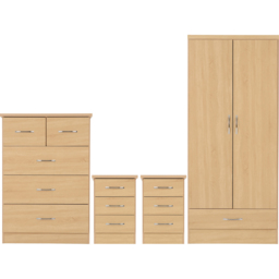Seconique Nevada Sonoma Oak Effect 4 Piece Bedroom Furniture Set - Size: 2 Door - Brown - Wilko - thumbnail 3