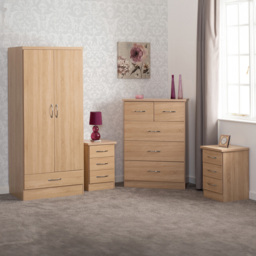 Seconique Nevada Sonoma Oak Effect 4 Piece Bedroom Furniture Set - Size: 2 Door - Brown - Wilko - thumbnail 1