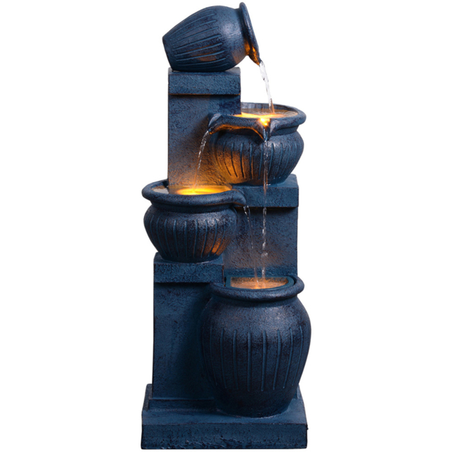 Teamson Home 4-Tier Navy Vertical Texture Cascading Bowl Water Fountain 72cm - Size: 72 x 24 x 28.5cm - Wilko - image 1
