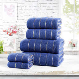 Rapport Home Sandringham Blue Stripe Cotton Face Cloth - Size: 0.1 x 30 x 30cm - Wilko - thumbnail 3