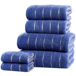 Rapport Home Sandringham Blue Stripe Cotton Face Cloth - Size: 0.1 x 30 x 30cm - Wilko - thumbnail 1