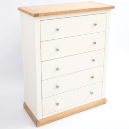 Cabinet Bits Trevi 5 Drawer White Chrome Knob Chest of Drawers - Wilko - thumbnail 5