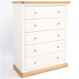 Cabinet Bits Trevi 5 Drawer White Chrome Knob Chest of Drawers - Wilko - thumbnail 4