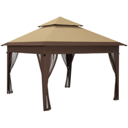 Outsunny 3 x 3m Brown Pop Up Gazebo with Netting - Green - Wilko - thumbnail 3