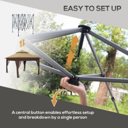 Outsunny 3 x 3m Brown Pop Up Gazebo with Netting - Green - Wilko - thumbnail 5