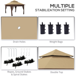 Outsunny 3 x 3m Brown Pop Up Gazebo with Netting - Green - Wilko - thumbnail 7