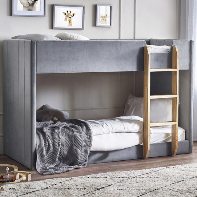 Julian Bowen Daytona Grey Velvet Bunk Bed - Size: Single - Wilko - image 1