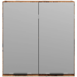 vidaXL 2 Door Brown Mirror Wall Mounted Bathroom Cabinet - Size: 66.5 x 64 x 20cm - Wilko - thumbnail 4