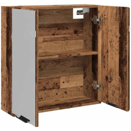 vidaXL 2 Door Brown Mirror Wall Mounted Bathroom Cabinet - Size: 66.5 x 64 x 20cm - Wilko - thumbnail 7