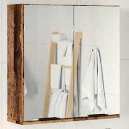 vidaXL 2 Door Brown Mirror Wall Mounted Bathroom Cabinet - Size: 66.5 x 64 x 20cm - Wilko