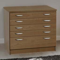 R White Cabinets 5 Drawer Brown A2 Plan Chest of Drawers - Wilko - thumbnail 1
