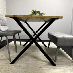 Kosy Koala 4 Seater Wood and Velvet Dining Bench Set Grey - Brown - Wilko - thumbnail 4