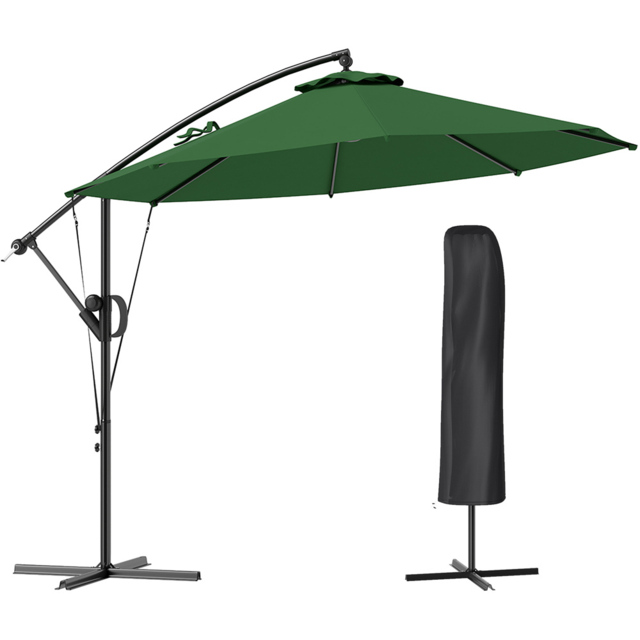 Outsunny Green Banana Cantilever Parasol with Cover and Wind Strap 3m - Wilko
