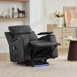 Artemis Home Byron Black Leather Massage and Heat Electric Riser Recliner Chair - Size: Single - Wilko - thumbnail 6