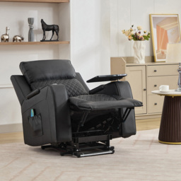 Artemis Home Byron Black Leather Massage and Heat Electric Riser Recliner Chair - Size: Single - Wilko - thumbnail 7