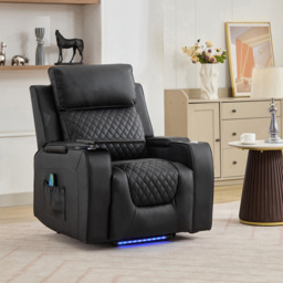 Artemis Home Byron Black Leather Massage and Heat Electric Riser Recliner Chair - Size: Single - Wilko - thumbnail 5