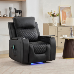 Artemis Home Byron Black Leather Massage and Heat Electric Riser Recliner Chair - Size: Single - Wilko - thumbnail 3