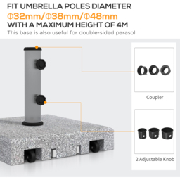 Outsunny Grey Heavy Duty Granite Parasol Base with Wheels 28kg - Size: Single - Wilko - thumbnail 5