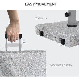 Outsunny Grey Heavy Duty Granite Parasol Base with Wheels 28kg - Size: Single - Wilko - thumbnail 7